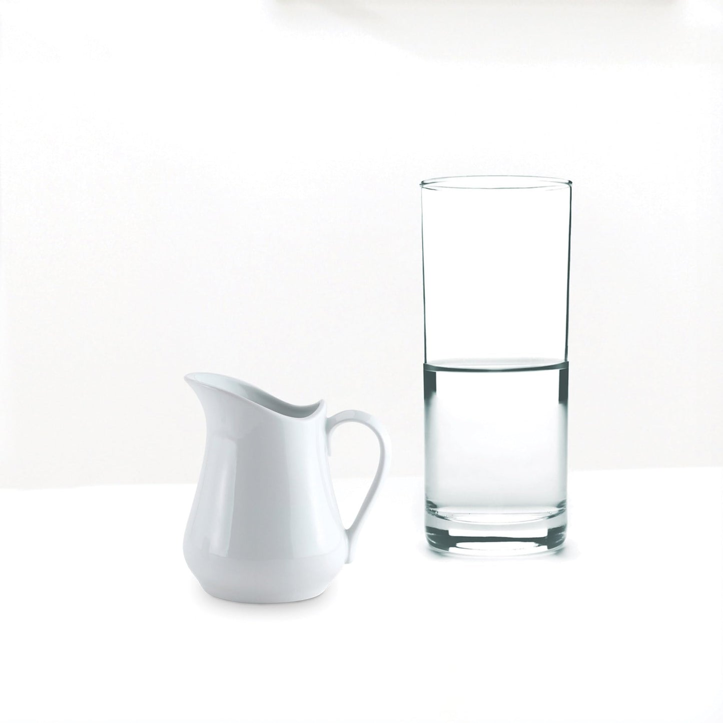 HIC Kitchen Creamer Pitcher with Handle, Fine White Porcelain, 4-Ounce