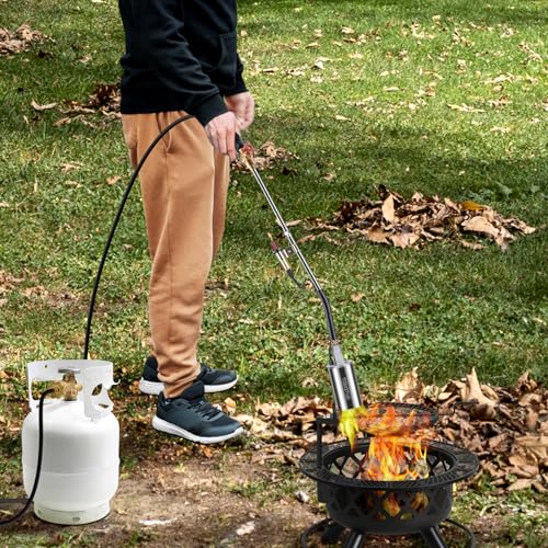 Portable Propane Torch Burner Weed Torch with Storage Bag, High Output 900,000 BTU Blow Torch with 10FT Hose, Heavy Duty Flame Weeder with Igniter for Garden Wood Roofing Snow Road Charcoal