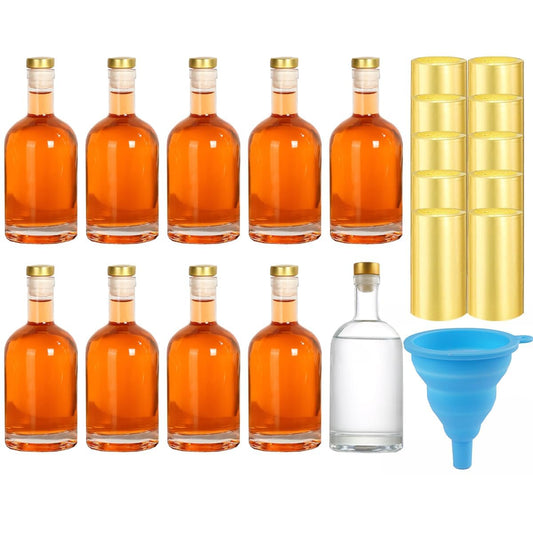 Danmu 10 Pack Glass Bottles, 3.3oz Small Glass Bottles,Glass Bottles with Cork,Wine Bottles,Sauce Bottles,Shrink Capsules Included,100ml Glass Bottles for Decorations, Party Favors