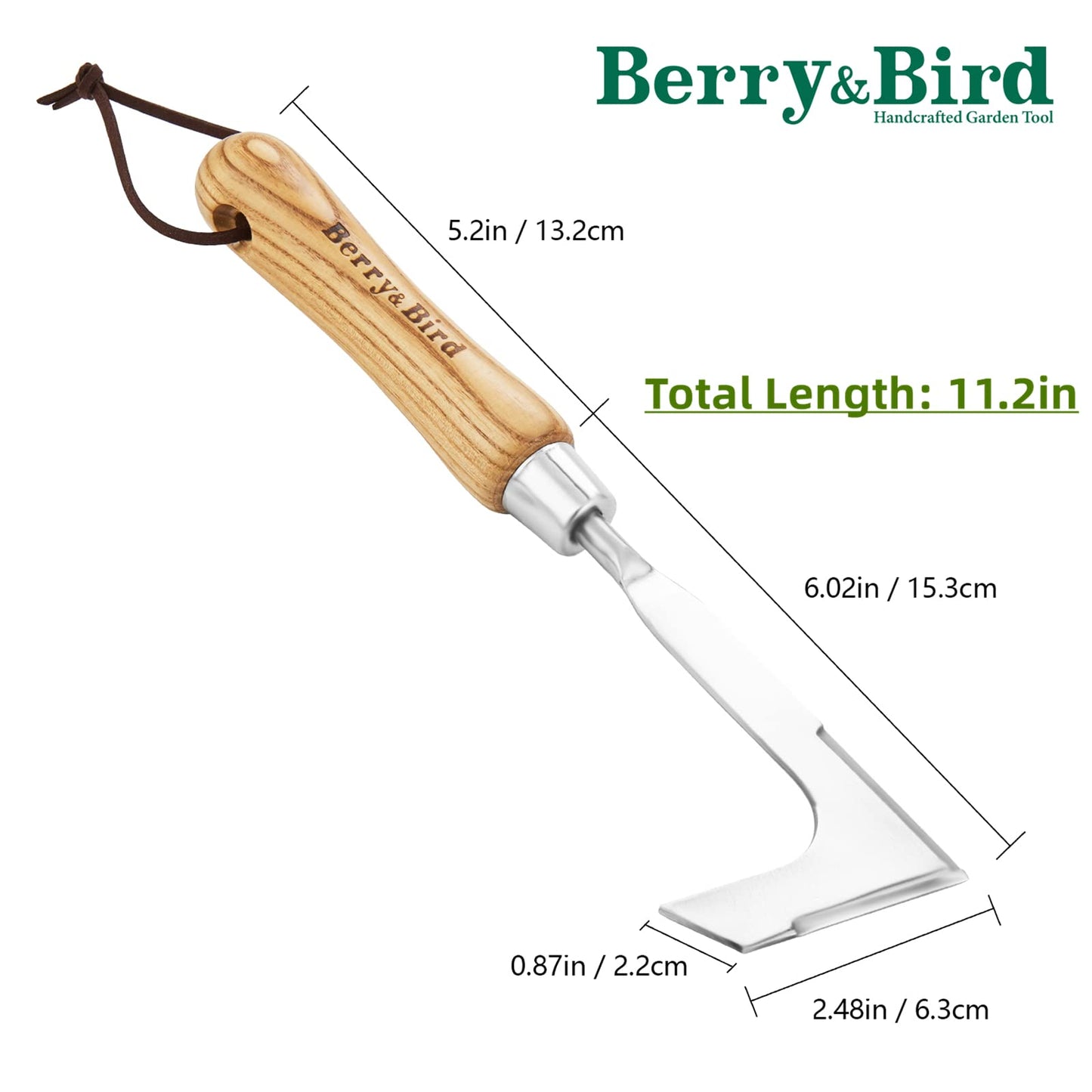 Berry&Bird Crack Weeder, Crevice Weeding Tool, 11.2" Stainless Steel Manual Weeder, L-Shaped Side-Walk Puller Spatula, Grass Cutter Knife, Weeding Sickle for Garden Lawn Yard Patio Terrace Paving Moss