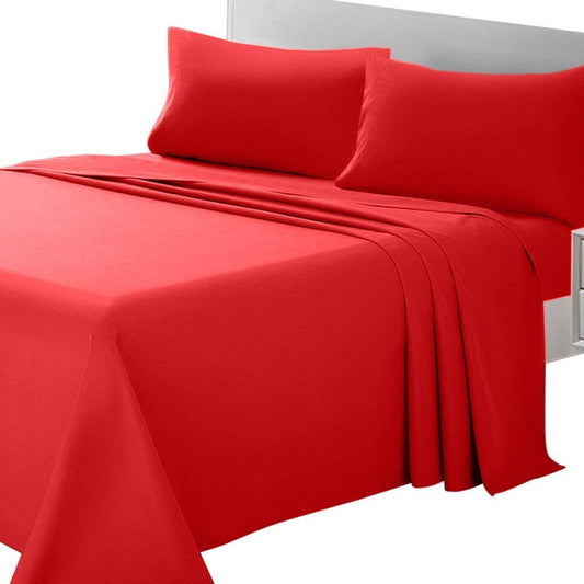 Comfort Bed Store Hotel Luxury 800 Series Organic Cotton 1PC Flat Sheet Elegant - Reliable, Super Soft & Easy Care, Red, Full XL