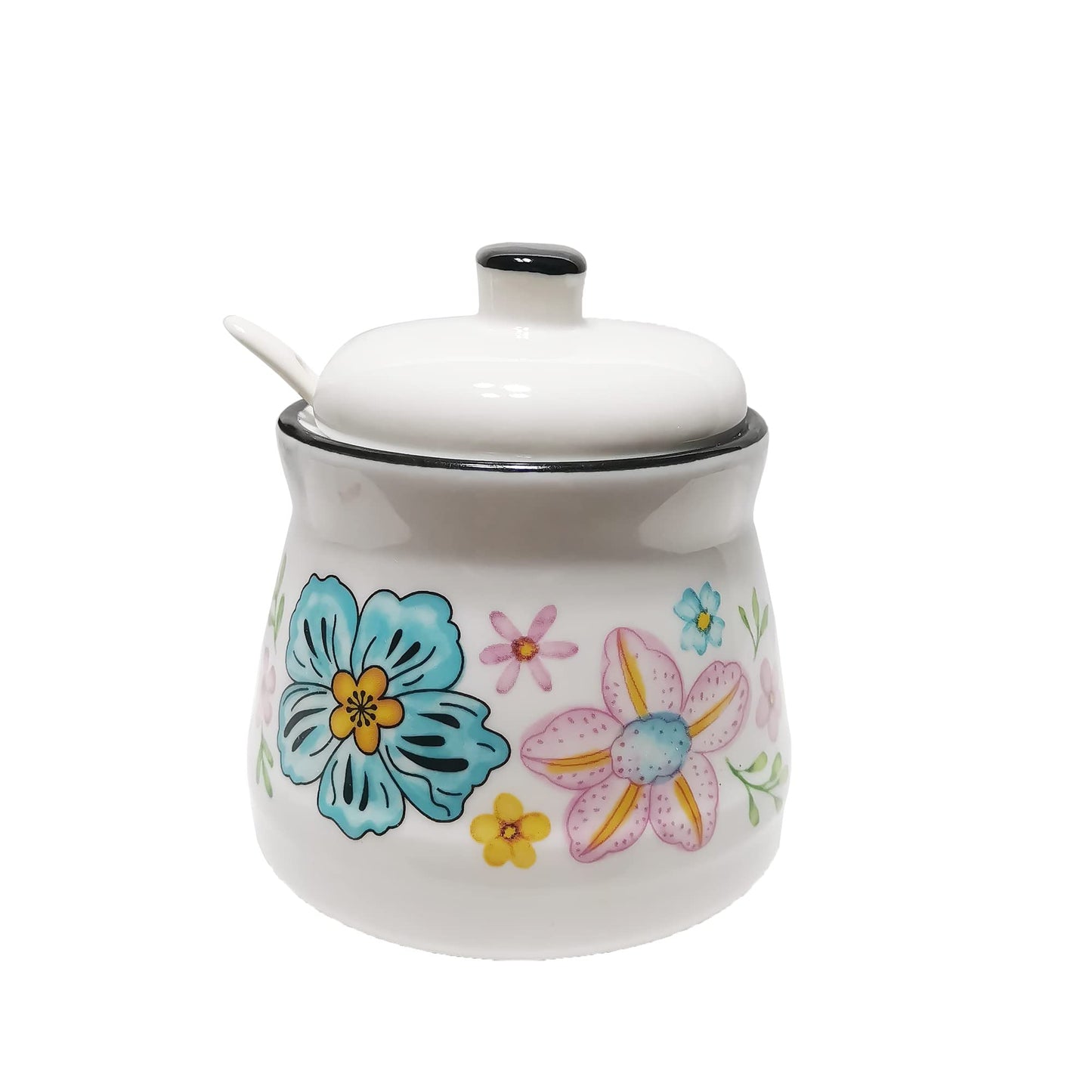 MaoYaMao Ceramic Sugar Bowl with Lid and Spoon Sugar Container Sugar Holder for Coffee Bar,Home and Kitchen 12oz