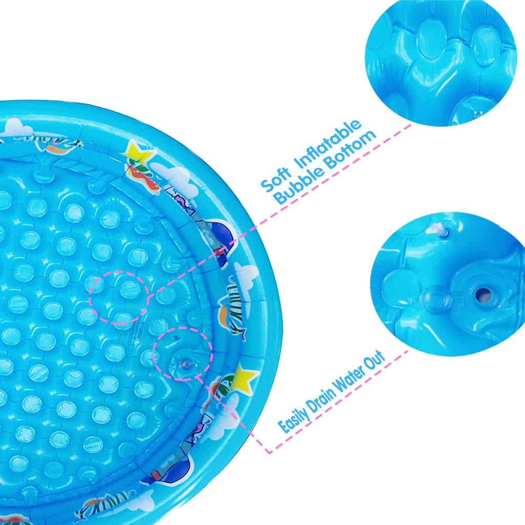 3 Rings Kiddie Pool for Toddler, 48”X12”，Kids Swimming Pool, Inflatable Baby Ball Pit Pool, Small Infant Pool (Blue)