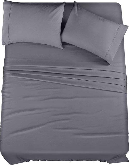 Utopia Bedding King Bed Sheets Set - 4 Piece Bedding - Brushed Microfiber - Shrinkage and Fade Resistant - Easy Care (King, Grey)