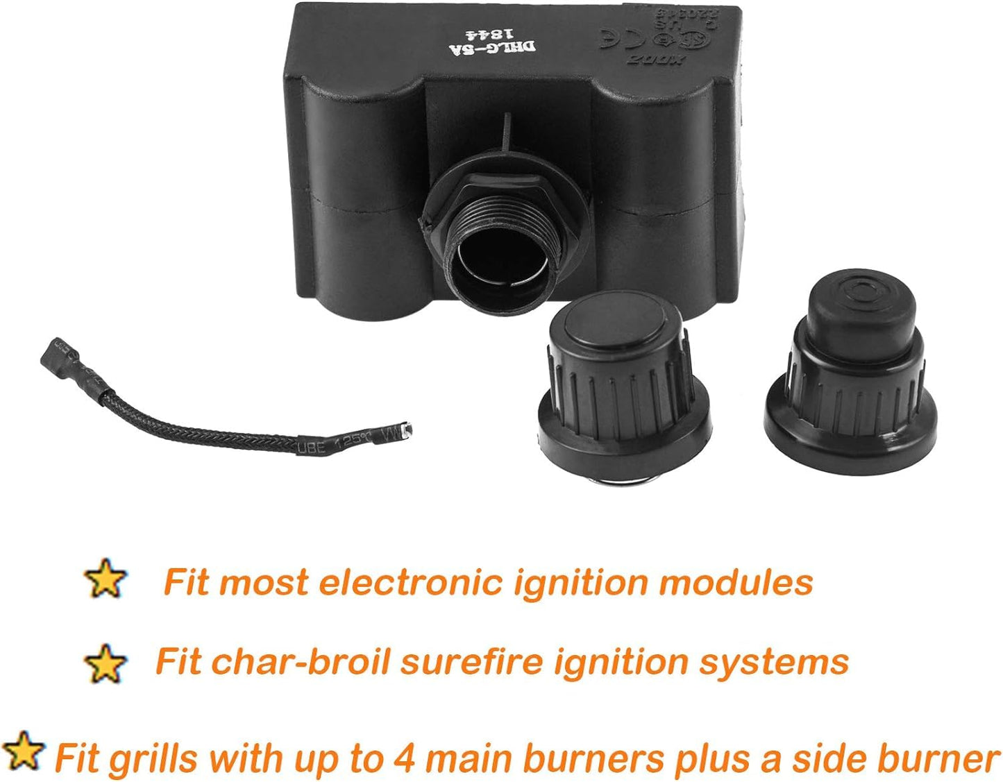 BBQ Future Universal 5 Spark Generator Push Button Switch Electric Igniter Fit Grills with Up to 4 Main Burners Plus A Side Burner -Char-Broil Surefire Ignition Systems and Other