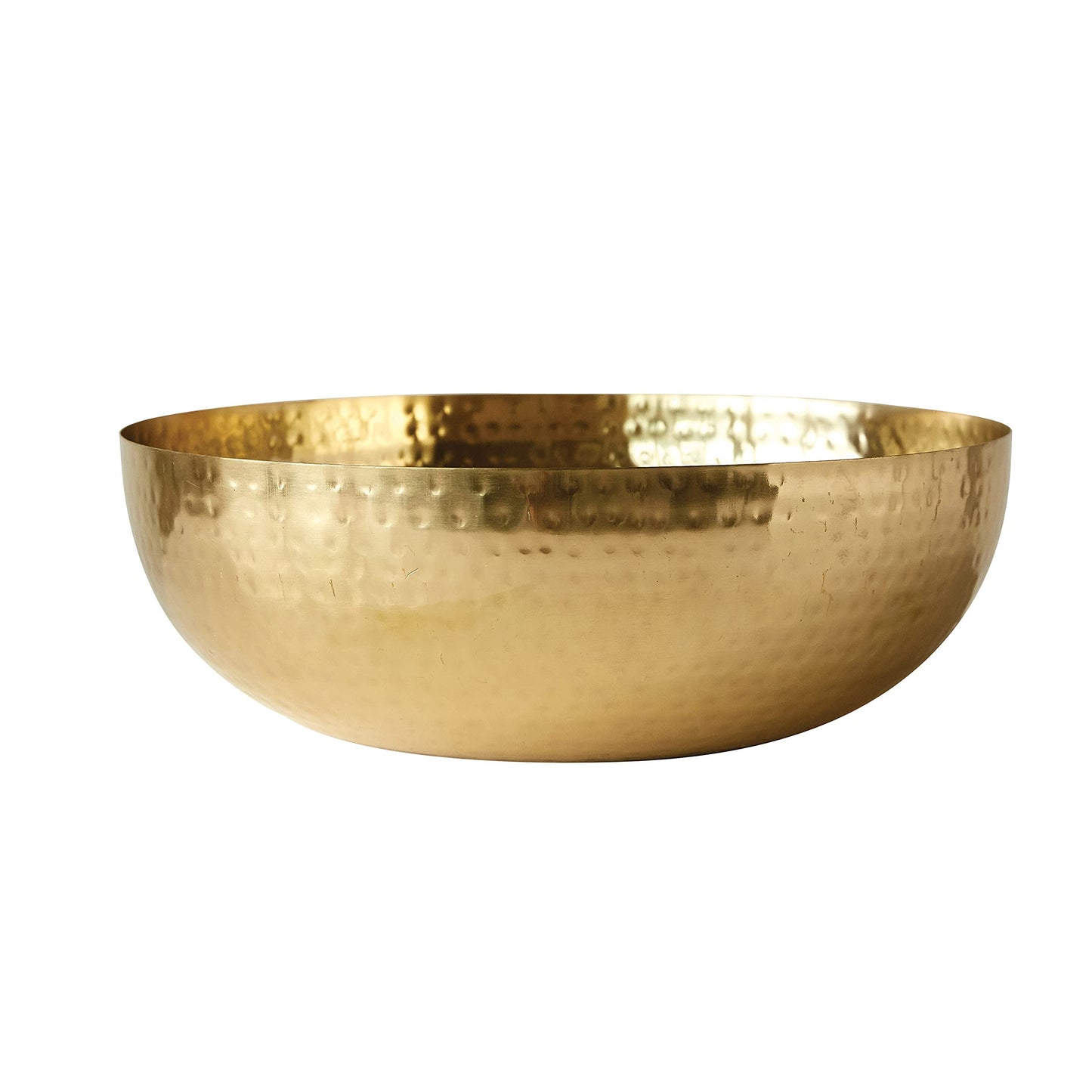 Creative Co-Op Round Hammered Metal Bowl, Gold Finish, 14"