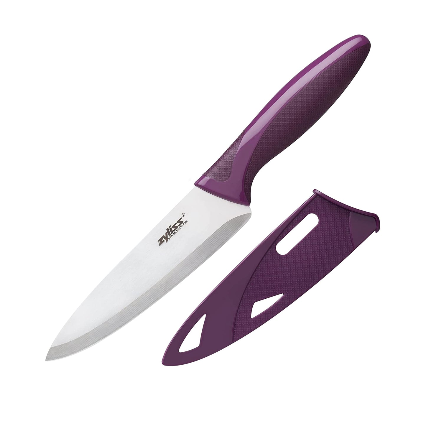 Zyliss Utility Knife with Sheath Cover - Precision Knife for Cutting & Slicing - Paring Knife for Meat, Fruits & Vegetables - Culinary Kitchen Knife - 5.5" Carbon Stainless Steel Blade - Purple