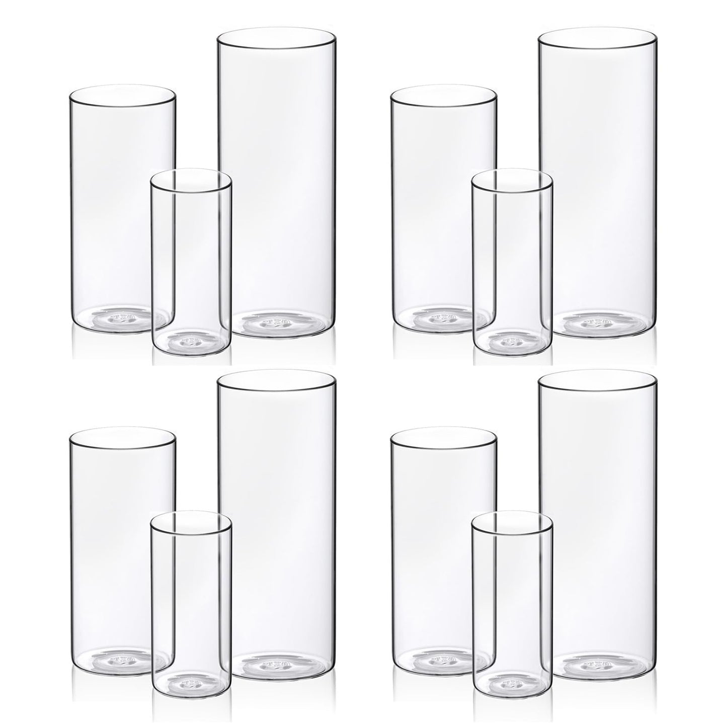 WDHODEC Hurricane Candle Holders Cylinder Flower Vases Pillar Votives Floating Candles Holder, Clear Glass Vase for Wedding Party Decor 10" 7.8" 6" Set of 12