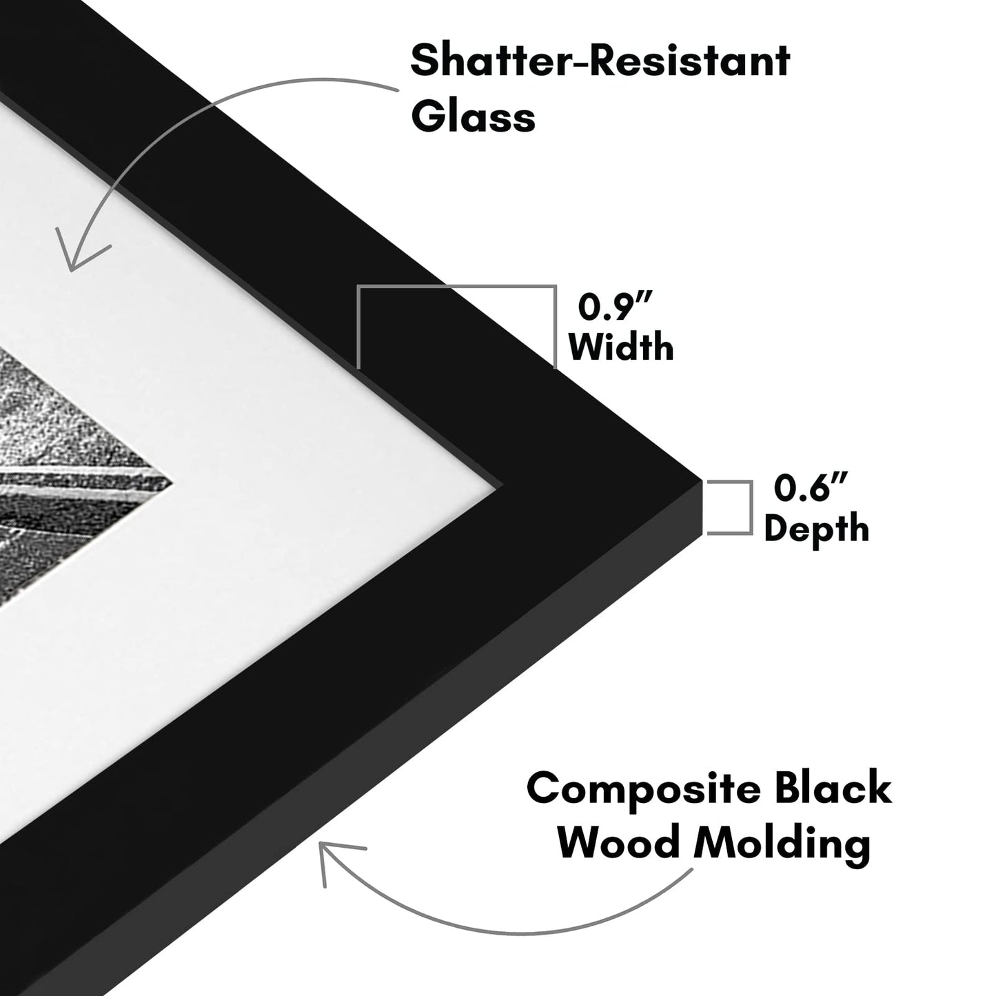 Americanflat 11x14 Picture Frame with Shatter-Resistant Glass - Use as 8x10 Frame with Mat or 11x14 Frame Without Mat - Signature Collection - Photo Frame for Wall Display - Black