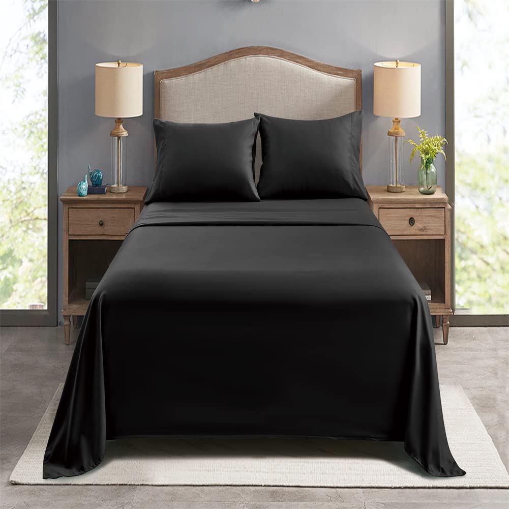 FreshCulture Queen Flat Sheets Only, Pack of 6, Soft Microfiber Bedding Sheets for Home, Salons, Hotels, Bulk Flat Sheets Only Queen Size (Black)