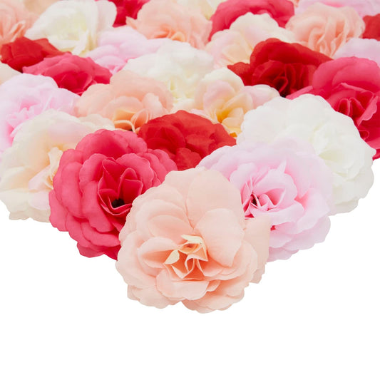 Juvale 60 Pack Silk Artificial Flower Heads for Bridal Shower Decorations, Fake Carnations for Wedding, Arts and Crafts (3 Inch, 6 Colors)