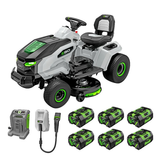 EGO Power+ TR4204 42 inch 56-Volt Lithium-ion Cordless Riding Lawn Tractor with (6) 6Ah Batteries and Charger Included