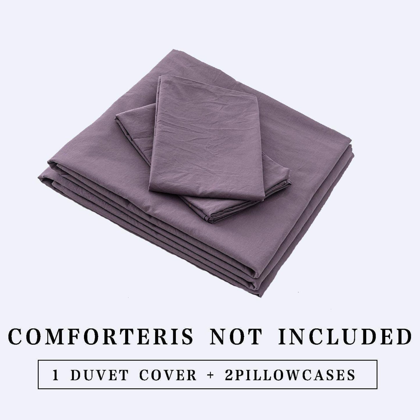 ECOCOTT Purple Duvet Cover Full Size - 100% Washed Cotton Durable Soft Comfy Duvet Cover Set, 3 Pieces Duvet Cover with Zipper Closure (Purple, 80''x90'')