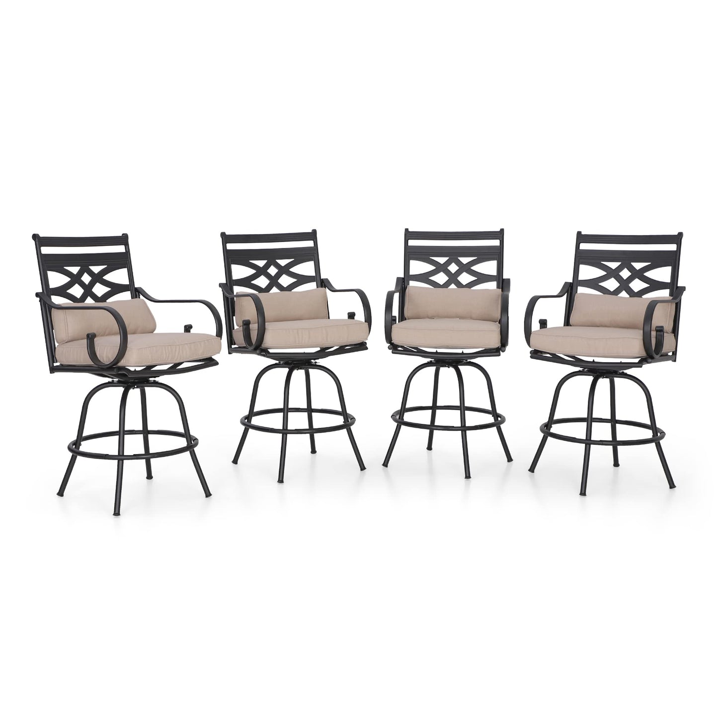 Sophia & William Patio Bar Stools Set of 4, Swivel Bar Chairs, High Dining Chairs with Seat Cushion