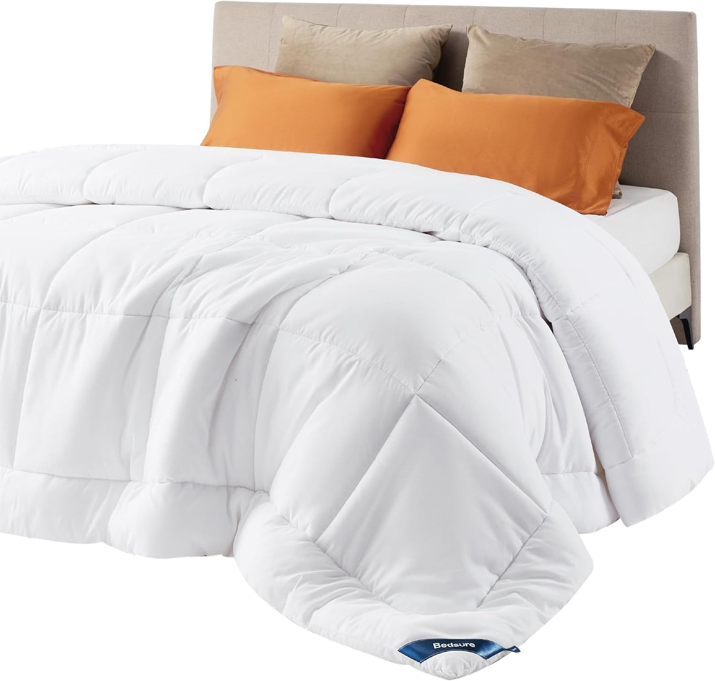 Bedsure Comforter Duvet Insert - Quilted Comforters California King Size, All Season Duvet, Down Alternative Bedding Comforter with Tabs(White,California King 96"x102")