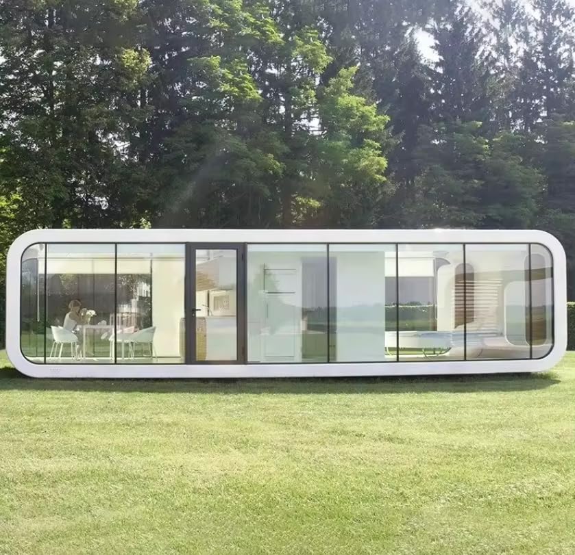20ft Outdoor Modern Prefab House Tiny Smart Space Capsule House Living Pre Made Modular Prefabricated Cabin Homes.