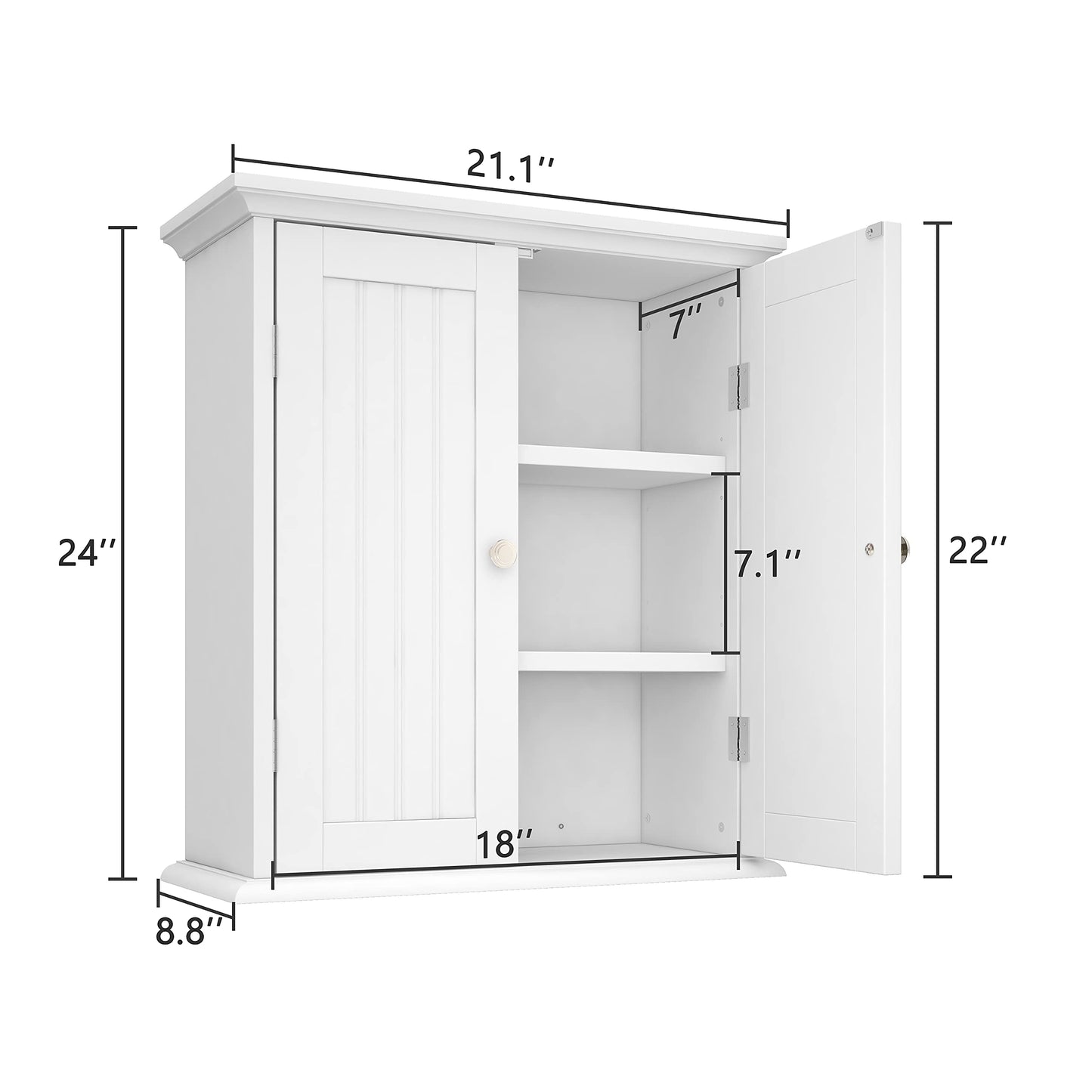 ChooChoo Bathroom Wall Cabinet, Over The Toilet Space Saver Storage Cabinet, Medicine Cabinet with 2 Door and Adjustable Shelves, Cupboard