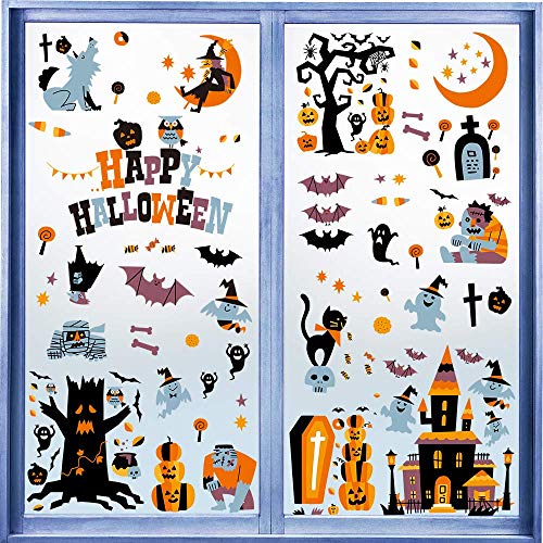 CCINEE Halloween Window Stickers，10 Sheets Halloween Window Clings Decals for Halloween Party Decoration Glass Windom Indoor and Outdoor Home Decor