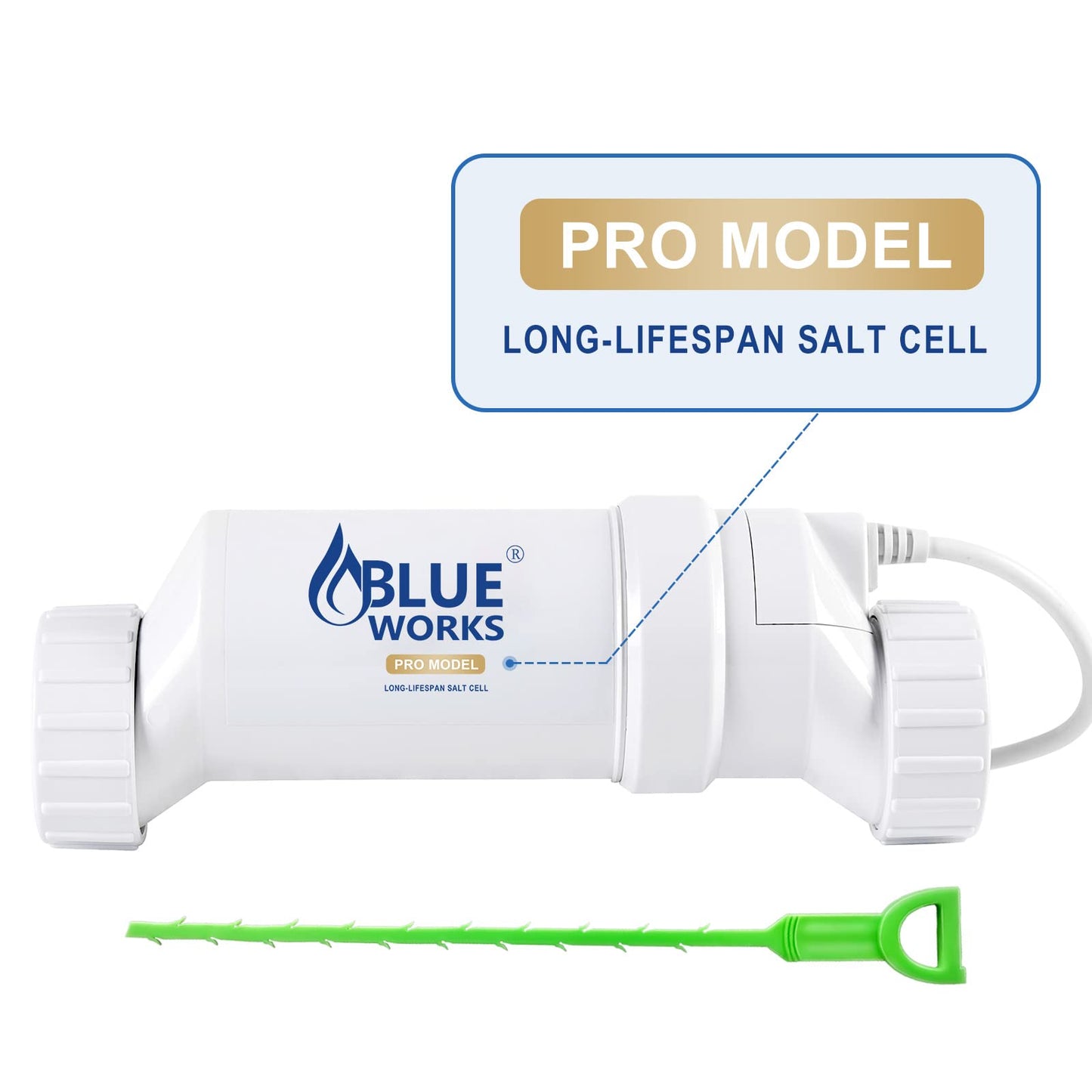 BLUE WORKS Salt Cell - up to 40,000 Gallons Pool, 4 Years Limited Warranty, Salt Cell Model BLT15H-GW