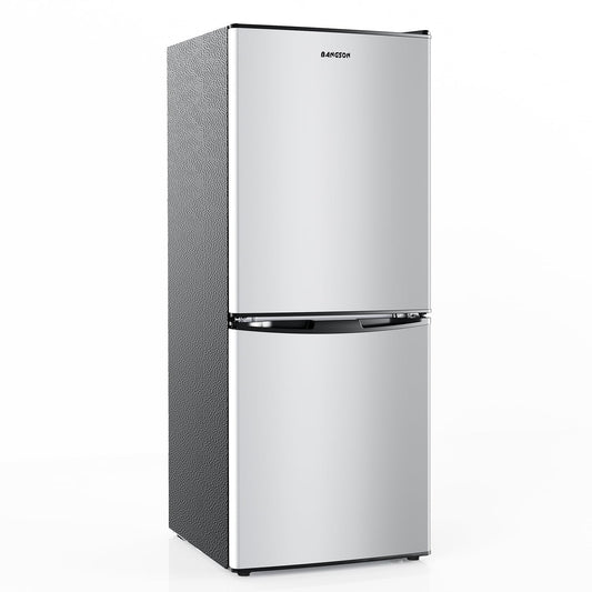 BANGSON Small Refrigerator with Freezer, 4.0 Cu.Ft, Small Fridge with Freezer, 2 Door, with Bottom Freezer, Compact Refrigerator for Apartment Bedroom Dorm and Office, Silver