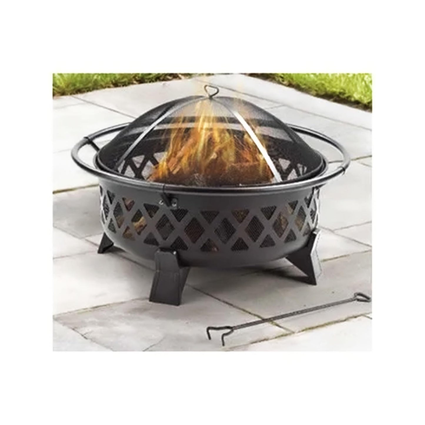 Four Seasons Courtyard Outdoor Fire Pit with Spark Screen and Safety Ring, 35"