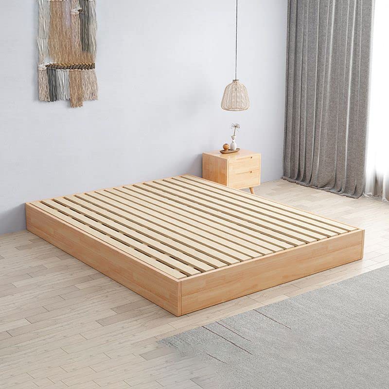 CraftThink Bed Frame Without Headboard, Scandinavian Solid Wood Platform Bed Frame Wood Slat Support (Mattress Not Included) for Bedroom Home Farmhouse- Full XL Wood