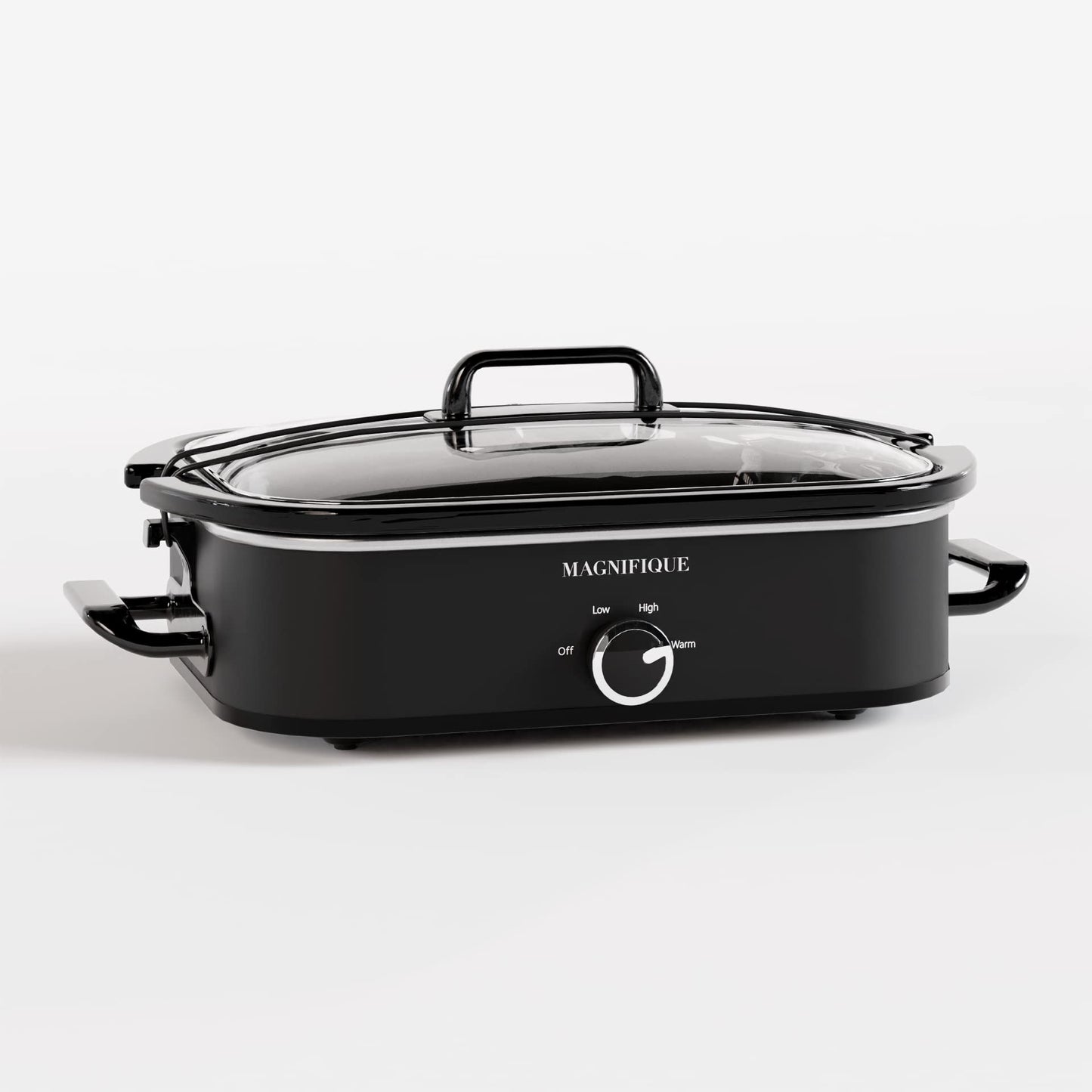 Magnifique 4-Quart Slow Cooker with Casserole Manual Warm Setting - Perfect Kitchen Small Appliance for Family Dinners, Dishwasher Safe Crock, Black