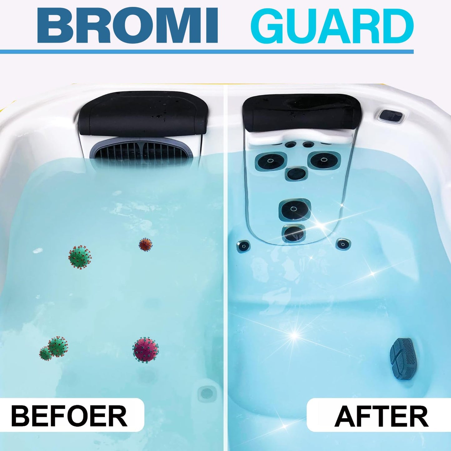 BROMIGUARD【 5.5 lbs】 1inch Bromine Tablets for Spa Hot Tub, Chemicals Bromine Tabs