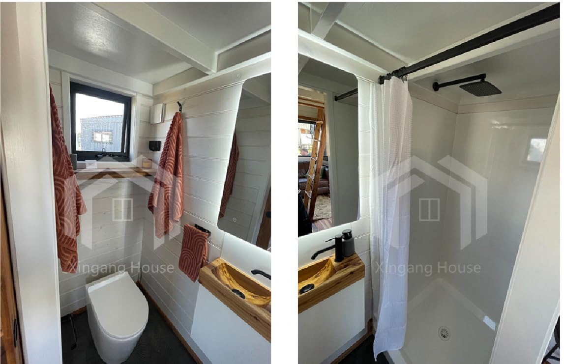 Luxury Car Trailer or Wooden-Style House: Bedroom and Bathroom - Ideal for Travel and Leisure