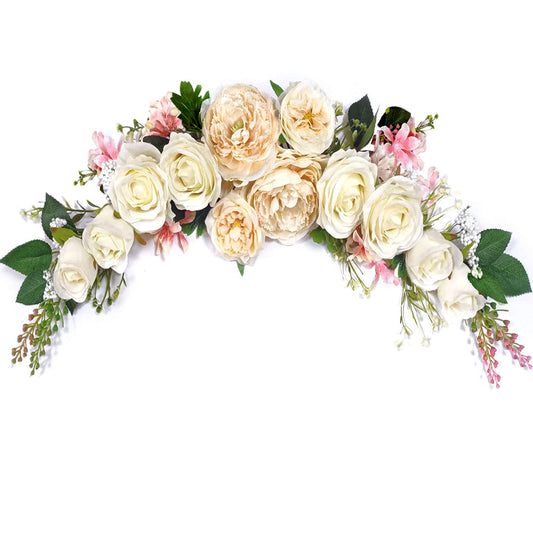 OrgMemory Wedding Arch Flowers, Artificial Floral Swags, 27" Decorative Swag, Artificial Flower Swag for Door Wedding Party Wall Home Decor (Champagne)