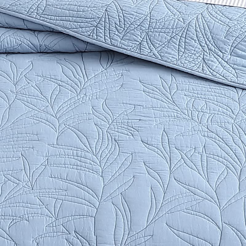 Tommy Bahama Home | Costa Sera Collection | Soft and Breathable, Quilt Bedpsread Coverlet Seasons, Pre-Washed for Added Softness, King, Blue