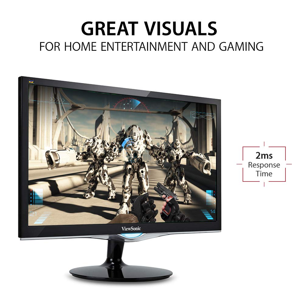 ViewSonic VX2452MH 24 Inch 2ms 60Hz 1080p Gaming Monitor with HDMI DVI and VGA inputs,Black