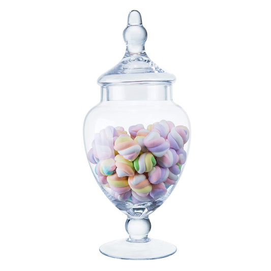 Diamond Star Glass Apothecary Jars with Lids for Candy Buffet - Apothecary Jars for Bathroom, Candy Bar, Kitchen, (Height: 13.5" Body: 6")