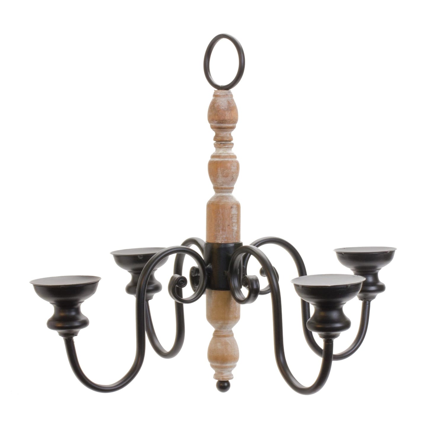 Melrose Decorative Candle Chandelier, 21.25" D x 18.5" H, Iron and Wood, Holiday Season Decoration