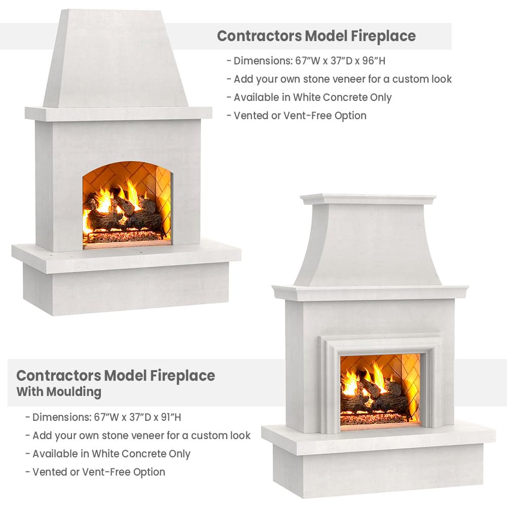 Contractor's Model with Moulding Outdoor Fireplace | American Fyre Designs (Vent Free)