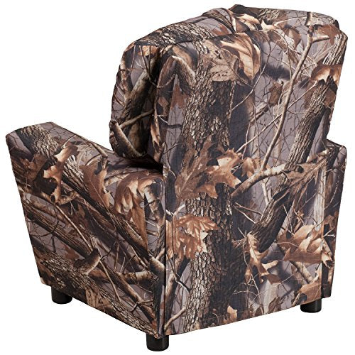 Flash Furniture Chandler Vinyl Kids Recliner with Cup Holder and Safety Recline, Contemporary Reclining Chair for Kids, Supports up to 90 lbs., Camouflage