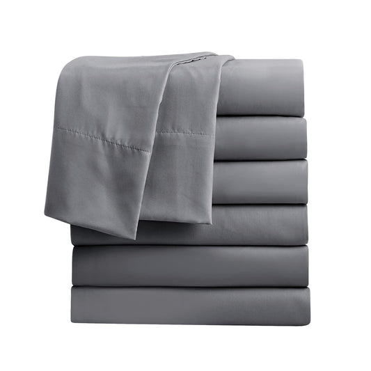 FreshCulture Twin Flat Sheets Only, Pack of 6, Soft Microfiber Bedding Sheets for Home, Salons, Hotels, Bulk Flat Sheets Only Twin Size (Dark Grey)