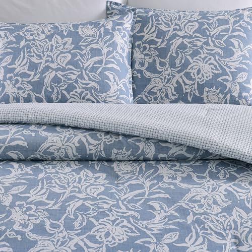 Nautica- King Comforter Set, Cotton Reversible Bedding Set, All Season Designer Home Décor (Tortola Blue, King)