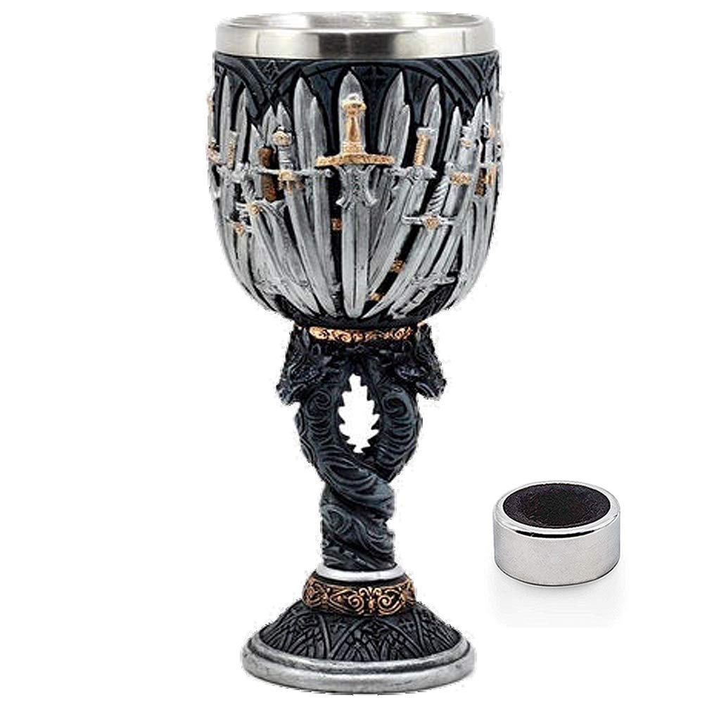 Medieval GOT Swords Chalice Goblet D&D Game Dragon Gifts Iron Throne Chalice Cup Merchandise Drinking Vessel with Wine Drip Ring