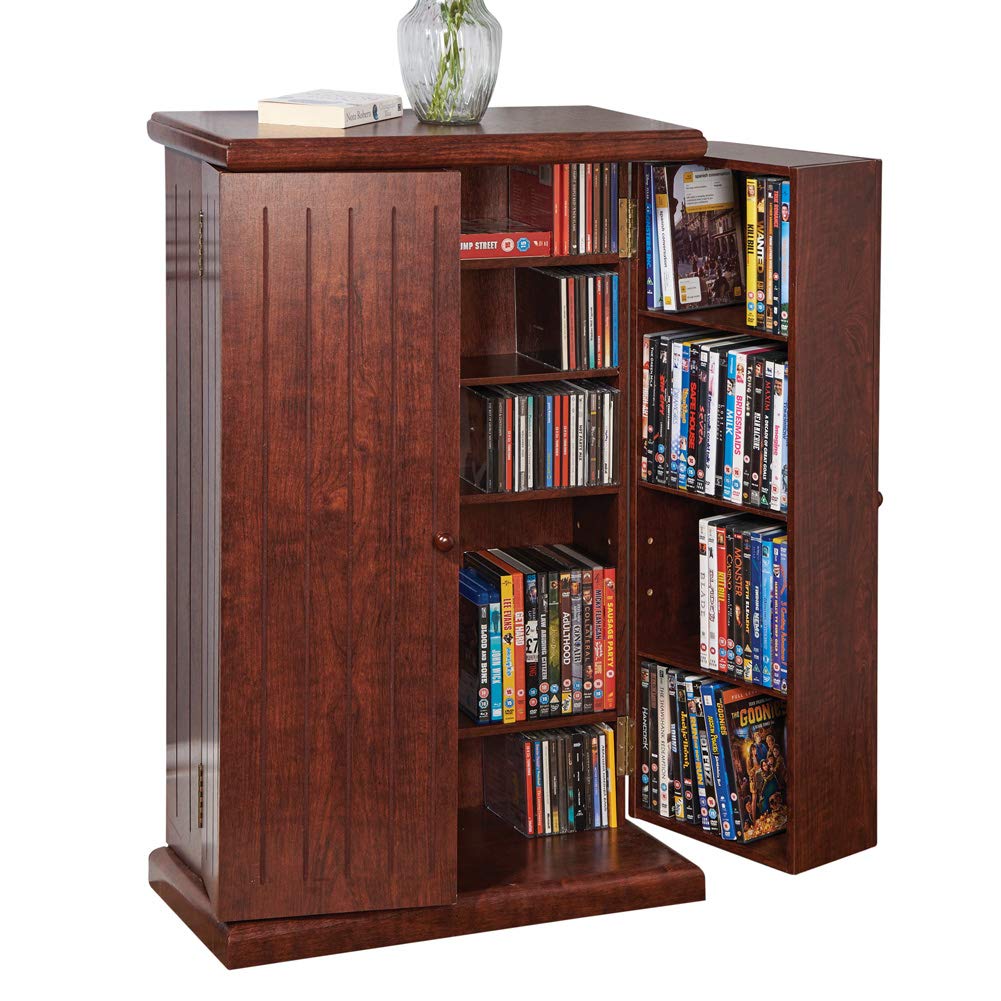 Collections Etc Multi-Functional Double Door t Media Cabinet- Storage for DVDs, CDs, Other Devices