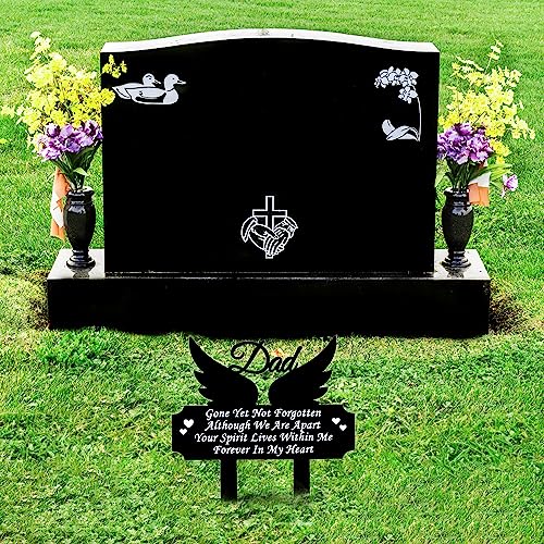 DonDofla Heart Memoria Headstones Grave Remembrance Father Plaque Stake Marker for Dad Father’s Day Sympathy Cemetery Decorations Waterproof Garden Outdoor Yard Temporary Funeral Tombstone