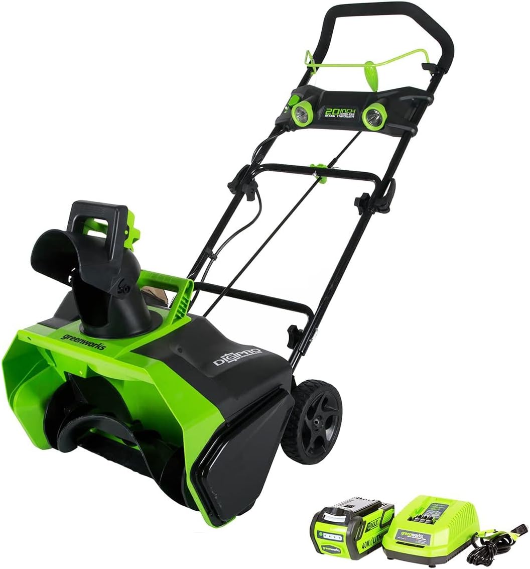 Greenworks 40V (75+ Compatible Tools) 20” Brushless Cordless Snow Blower, 4.0Ah Battery and Charger Included