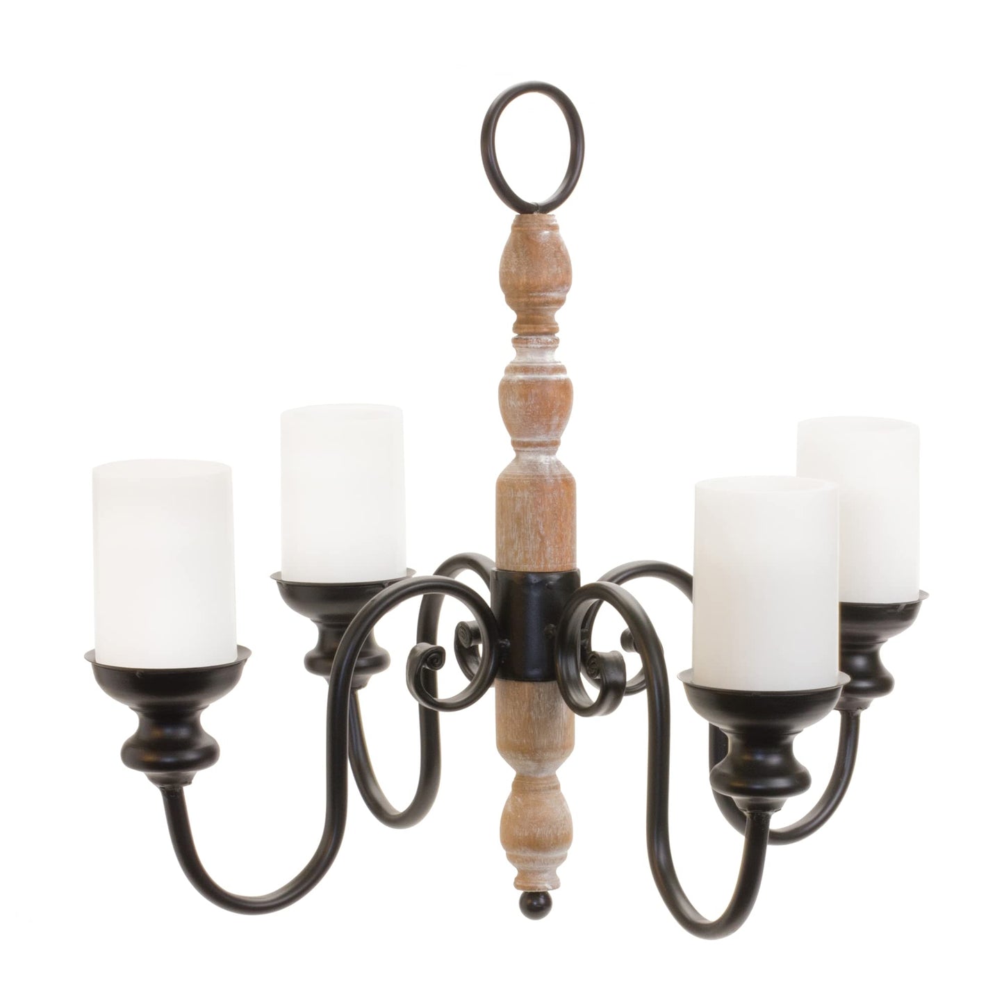 Melrose Decorative Candle Chandelier, 21.25" D x 18.5" H, Iron and Wood, Holiday Season Decoration