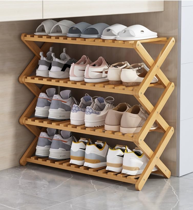 Generic Bamboo Haven: Modern Folding Shoe Rack for Stylish and Sustainable Home Organization, MP3RT8