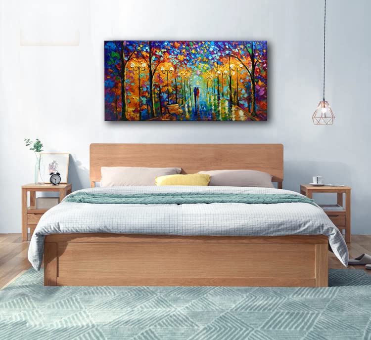 Tyed Art- Contemporary Art Landscape Oil Painting On Canvas Abstract Textured Tree Painting hand-painted acrylic frame wall art modern canvas painting 24x48inch