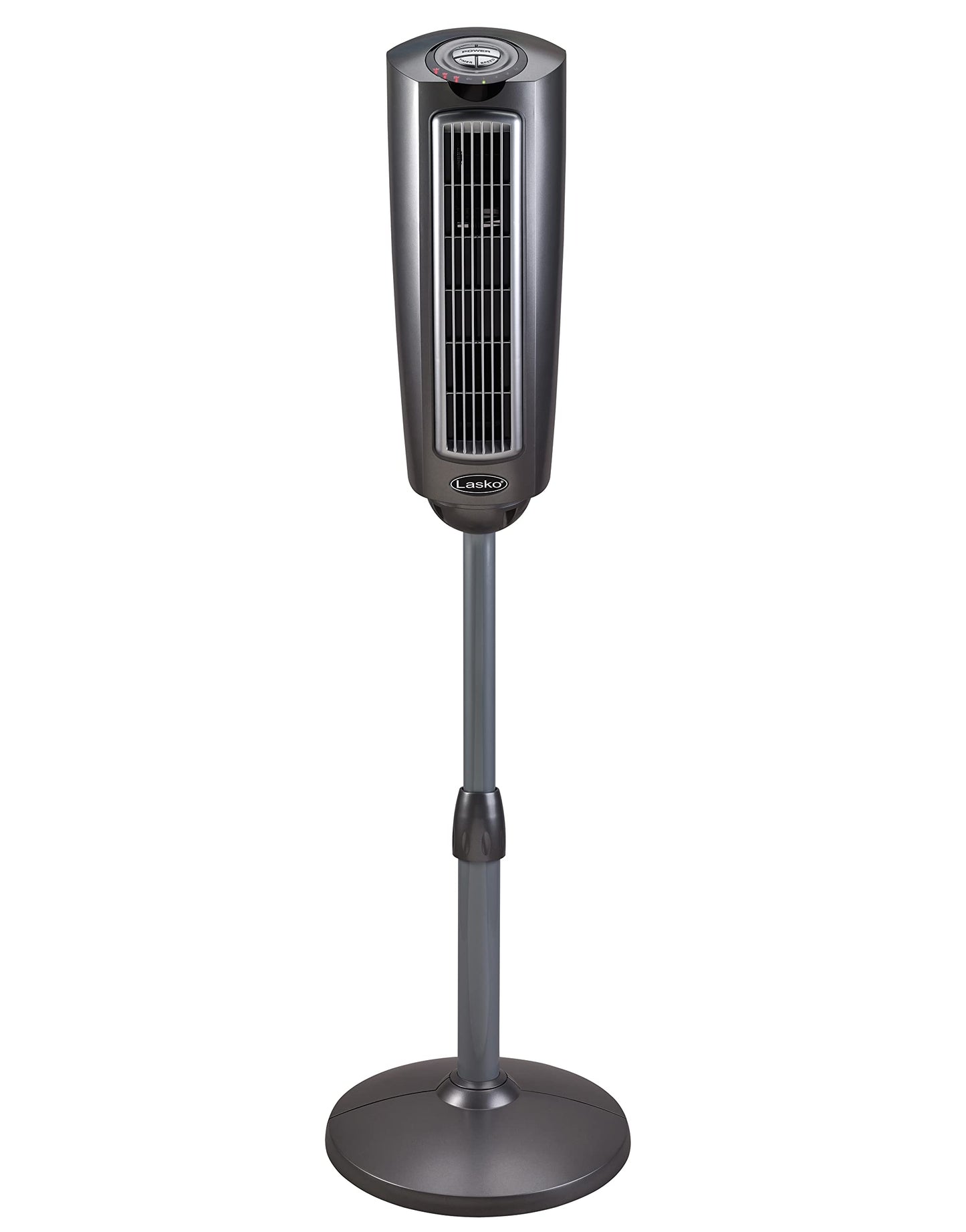 Lasko Oscillating Pedestal Fan, Adjustable Height, 3 Quiet Speeds, Timer, Remote Control for Bedroom, Living Room, Home Office and College Dorm Room, 52", Silver and Gray, 2535