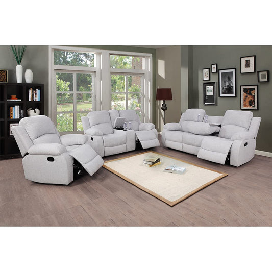 A Ainehome Living Room Furniture Set 3 Pieces Grey Microfiber Recliner Sofa Set Loveseat Chair Furniture Sofa Set for Living Room/Rv/House/Office/Theater Seating (A-Grey White Microfiber,3 Piece Set)