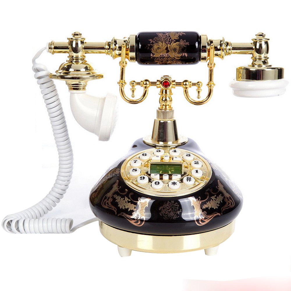 TelPal Corded Landline Phone, Black, Antique Style Decorative Telephone for Home Office Decor