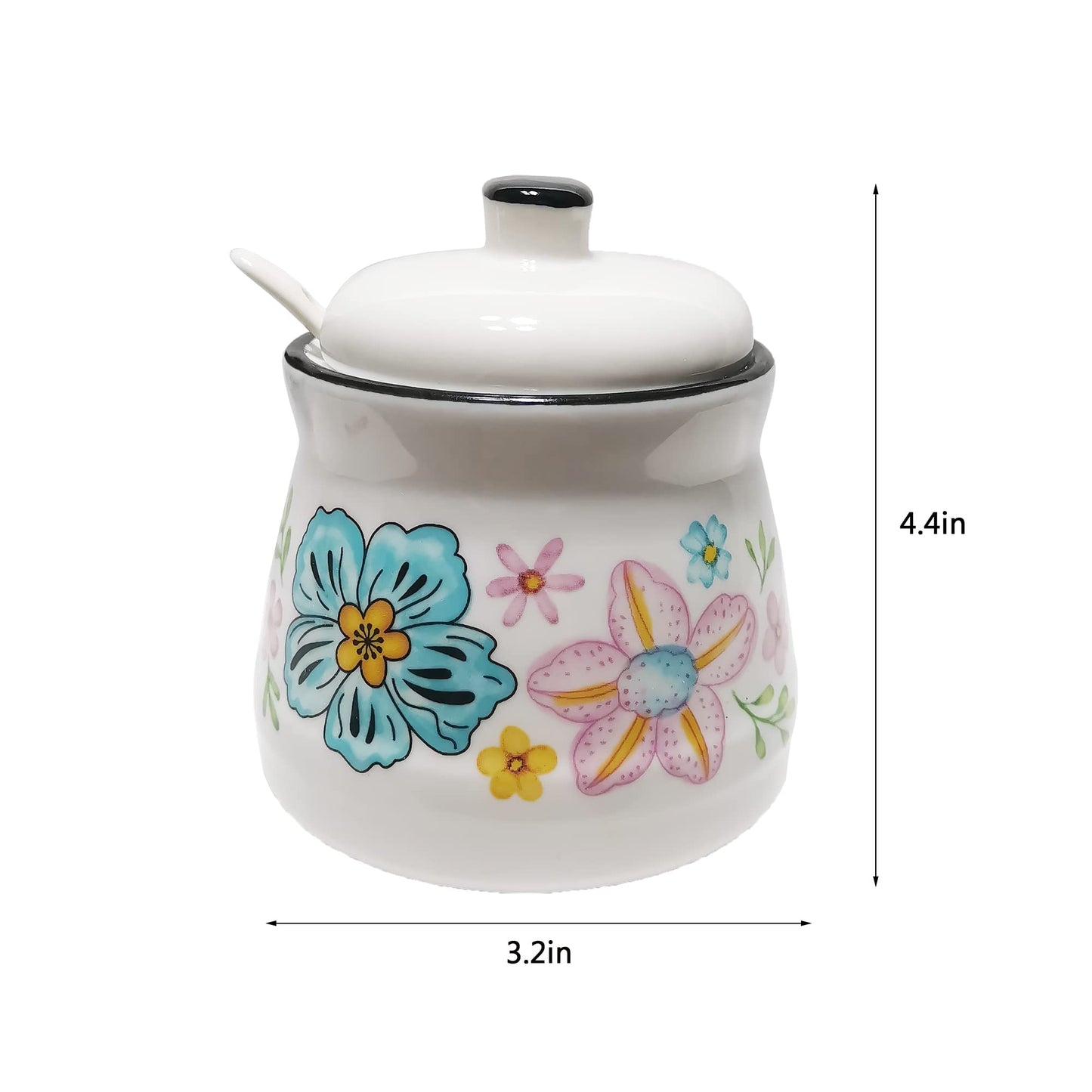 MaoYaMao Ceramic Sugar Bowl with Lid and Spoon Sugar Container Sugar Holder for Coffee Bar,Home and Kitchen 12oz