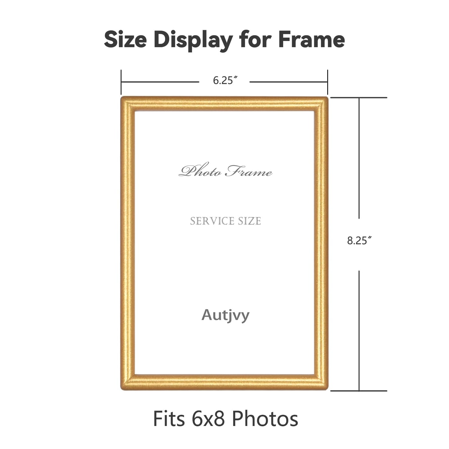 Autjvy 6x8 Picture Frame set of 2 Matte Gold Modern Simple Thin Aluminum Metal Photo Frame with HD Real Glass, Display for Tabletop and Wall Collage. (2 Pack)